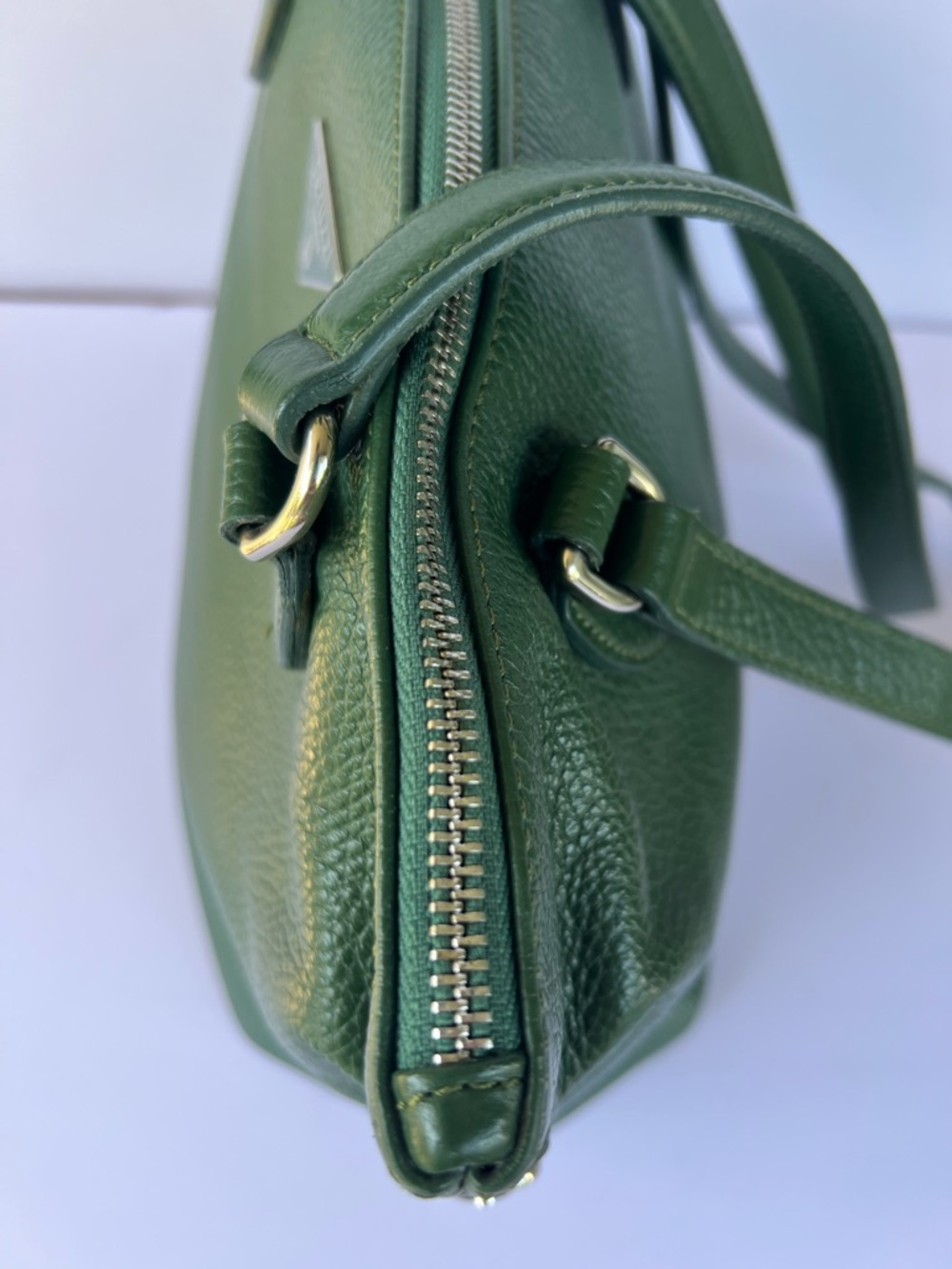 Peruzzi Firenze Green Leather Satchel | Made in Italy Structured Handbag - Picture 4 of 9